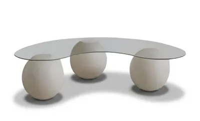 Produktbild von Moderner Couchtisch mit Glasplatte Designer-Tisch in Nierenform