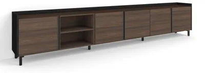 Immagine prodotto di Mobili TV effetto legno rovere scuro e nero 309x35x61cm con gambe