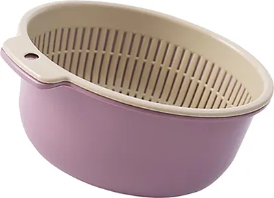 Obrázek produktu pro Ovoce Zelenina Mycí koš Kulatý dvouvrstvý kuchyňský cedník Colander Bowl Set pro mytí ovoce Zelenina Fialová