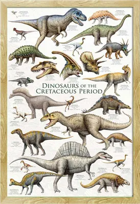 Image de Educational - Éducation - Affiches - Dinosaures - Cretaceous Period Dinosaur + cadre interchangeable, Shinsuke® Maxi MDF hêtre, vitre acrylique