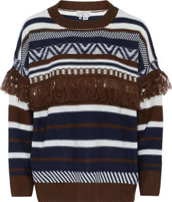 Image de Pull TANUNA pour femmes - marron bleu multicolore, XL/XXL