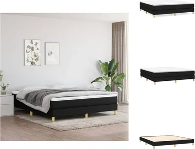 Produktbild von vidaXL Boxspringbett Schwarz 160x200 cm Stoff -  Betten & Bettgestelle