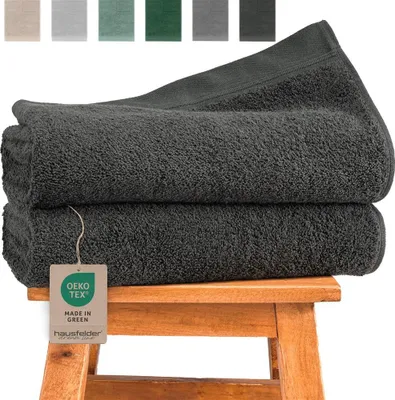Produktbild von Hausfelder Handtücher Premium Duschtuch 2er Set (Anthrazit, 2 Duschtücher 70x140 cm)