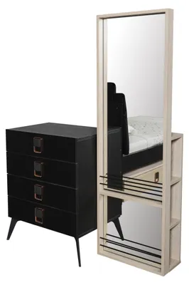 Produktbild von Kommode mit Spiegel Jugendzimmer Schwarz Möbel Holz Regal Kommoden Neu