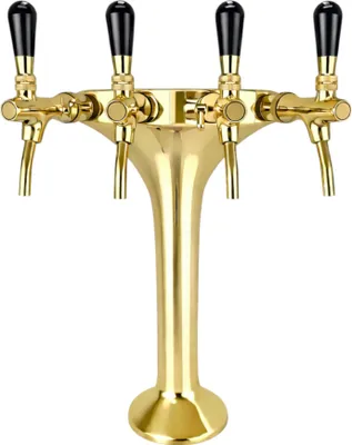 Produktbild von BieTal® Classic Cobra Schanksäule Zapfsäule 4-leitig 7mm vergoldet & Schankhähne
