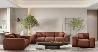 Produktbild von Sofaset Designersofa CESINA 3-2-1 in Stoff Opera Velvet Braun