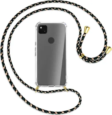Produktbild von Handykette Backcover-Schutzhülle mit Band (Metall goldfarben) für Google Pixel 4a - camouflage