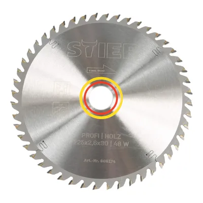 Produktbild von STIER Profi Kreissägeblatt, für Tischkreissägen, Holz, 225x2,6x30, 48 Wechslezähne, gehärtet, 10° Spanwinkel