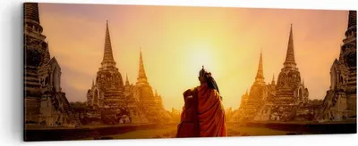 Produktbild von Bild auf Leinwand - Leinwandbild - Tempel Mönch - 140x50cm - Wand Bild - Wanddeko - Wandbilder - Leinwanddruck - Bilder - Kunstdruck - Wanddekoration - Leinwand bilder - Wandkunst - AB140x50-3472