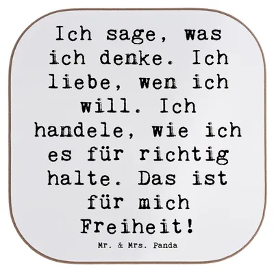 Produktbild von Mr. & Mrs. Panda Untersetzer für Gläser Spruch Freiheit Leben - Weiß - Geschenk, Coaster, Holzuntersetzer, Motivation, Selbstbestimmung, Liebe zum Detail, Gefühl, Zitat