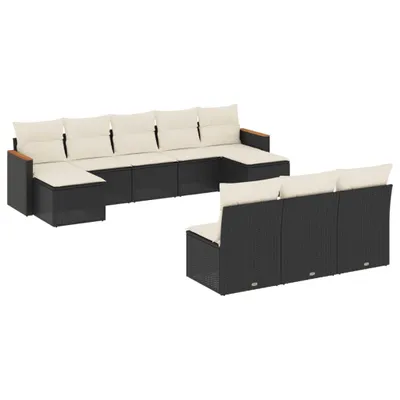 Produktbild von vidaXL 10-tlg. Garten-Sofagarnitur mit Kissen Schwarz Poly Rattan