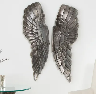 Produktbild von riess-ambiente Riesige Wanddekoration FALLEN ANGEL 65cm Engelsflügel im asymmetrischen Design Wanddeko Wandbild