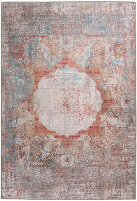 Produktbild von Qiyano Teppich für Wohnzimmer klassisch orientalisch Vintage Used Look rot blau beige, 110 x 180 cm