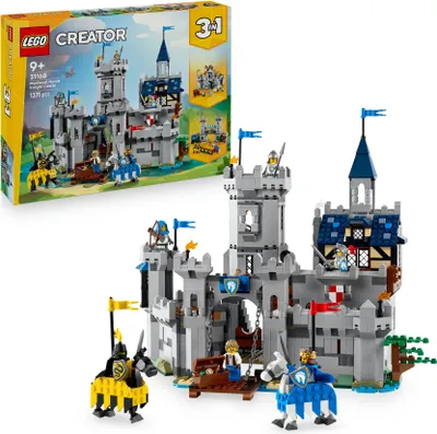 Produktbild von LEGO Creator Ritterburg im Mittelalter -  3-in-1-Bauset - Spielzeug LEGO Ritterburg - Umwandelbar in Ritterturnier-Szene oder Stadt - 6 Minifiguren - Geschenk für Jungen und Mädchen ab 9 Jahren 31168
