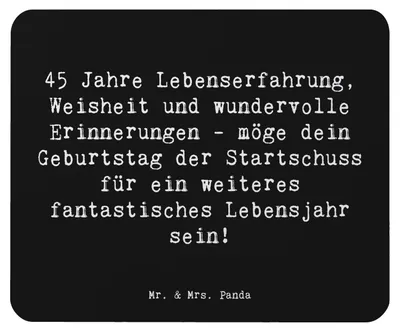 Produktbild von Mr. & Mrs. Panda Mouse Pad Spruch 45. Geburtstag - Schwarz - Geschenk, Glückwunsch, wundervolle Erinnerungen, pc mousepad, fantastisches Lebensjahr, Meilenstein, Mauspad