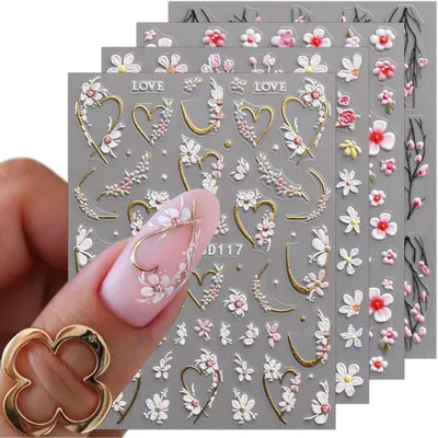 Produktbild von 3D Nagelsticker Blume 5D Stereoskopisch Floral 4 Blatt