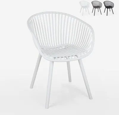 Immagine prodotto di Sedia moderna con braccioli per sala da pranzo, giardino, cucina Philis - Bianco