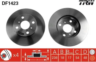 Obrázok produktu pre 2x brzdový kotúč TRW DF1423 pre TOYOTA COROLLA Liftback (_E11_) COROLLA (_E11_)