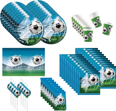 Produktbild von 69-tlg. Fußball Fan Party Set für Kindergeburtstag