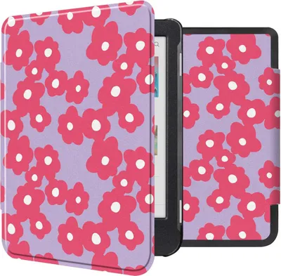 Productafbeelding van imoshion Design Slim Hard Case Bookcase voor de Kobo Clara Colour / BW - Dusty Rose Blossom