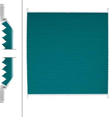 Produktbild von ECD Germany Plissee Klemmfix ohne Bohren, 100x200 cm, Petrol, Sonnen- & Sichtschutz