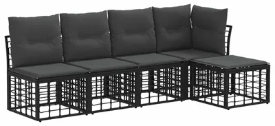 Produktbild von vidaXL Outdoor-Sofagarnitur Schwarz Polyester