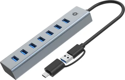 Obrázek produktu pro Conceptronic HUBBIES21G, USB 3.2 Gen 1 (3.1 Gen 1) Type-A, USB 3.2 Gen 1 (3.1 Gen 1) Type-A, 5000 Mbit/s, Šedá, Hliník, 0,25 m