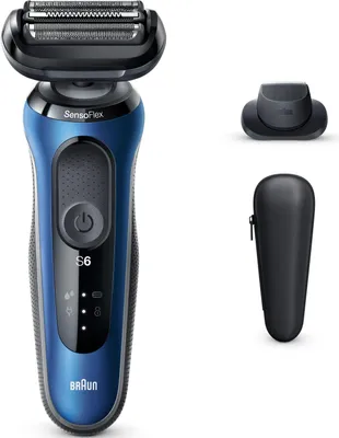 Obrázok produktu pre Braun Series 6 , Planžetový holiaci strojček, Modrá, Jazdec, Extra citlivé, Intenzívny, Normálny, LED, Nabíjanie
