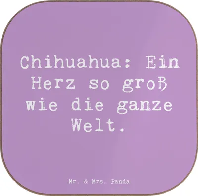 Produktbild von Mr. & Mrs. Panda Tischuntersetzer Spruch Chihuahua Herz - Lavendeltraum - Geschenk, kleine Hunde, Hundeliebhaber, soziale, Untersetzer für Gläser, Coaster, Hunderassen