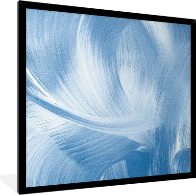 Produktbild von MuchoWow® Gerahmtes Poster Blau - Acrylfarbe - Gestaltung 40x40 cm - Poster mit Schwarzem Bilderrahmen Wandposter Rahmen Foto Bilder - Mit Rahmen - Wanddekoration Schlafzimmer