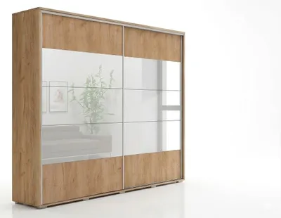 Zdjęcie produktu dla Szafa A17 craft złoty z 2 drzwiami przesuwnymi, z lustrem – 175 x 62 x 215 cm