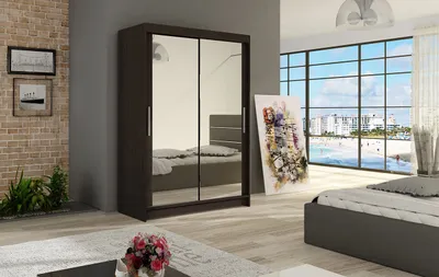 Obrázek produktu pro Šatní skříň se zrcadlem Urshula - šířka 120 cm, čoko