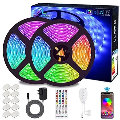 Zdjęcie produktu dla Taśma LED rgb 10M bluetooth pilot zdalny wodoodporna IP65 2X5M 300 diod