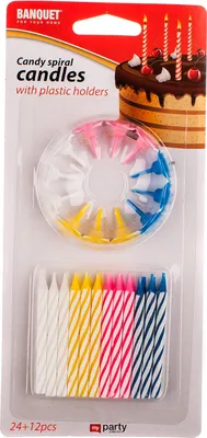 Zdjęcie produktu dla świeczka urodzinowa 6x0,5cm (24 świeczki, 12 kolców) mix kolorów MY PARTY