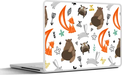 Produktbild von MuchoWow® Laptop Aufkleber Sticker Cover Tiere - Wald - Muster 30x21 cm - Sticker für Laptop - Selbstklebend