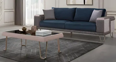 Obrázok produktu pre Minimalistická trojsedačka s dreveným rámom, moderný dizajn, vysoké nohy