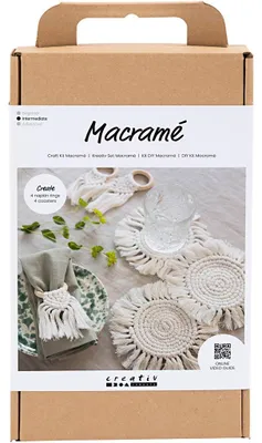 Produktbild von Creativ Company Makramee Bastelset Tischdekoration Off-white DIY Set