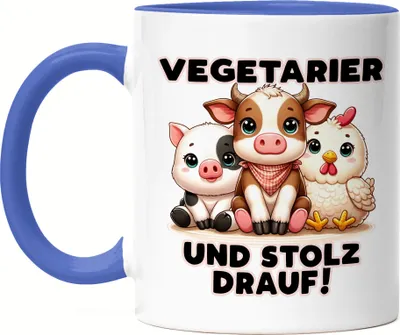 Produktbild von Vegetarier und stolz drauf Süße Tiere Tasse Blau - Vegetarier Vegetarisch Ehre
