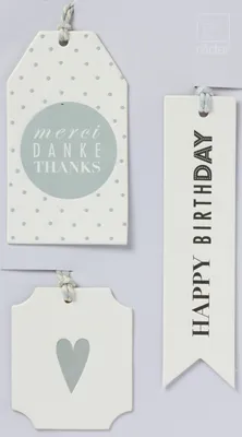 Produktbild von Geschenkset Anhänger - Happy Birthday - Merci Danke Thanks - Herz -