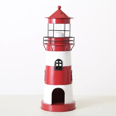Produktbild von Kerzenlaterne Leuchtturm H.42 Ø.15 cm rot schwarz weiß Stückpreis