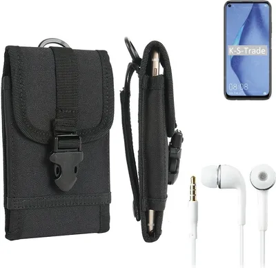 Produktbild von K-S-Trade Holster Schutz Hülle kompatibel mit Huawei P40 Lite Gürteltasche Handy Hülle Tasche outdoor Seitentasche schwarz 1x + Kopfhörer