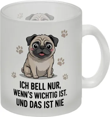 Produktbild von Ich bell nur Mops Glas Tasse Mops Cartoon