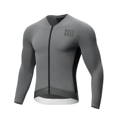 Obrázok produktu pre ROCKBROS Cyklistický dres Priedušný cyklistický dres s dlhým rukávom Cestný cyklistický dres s 3 vreckami na bicykel sivý M