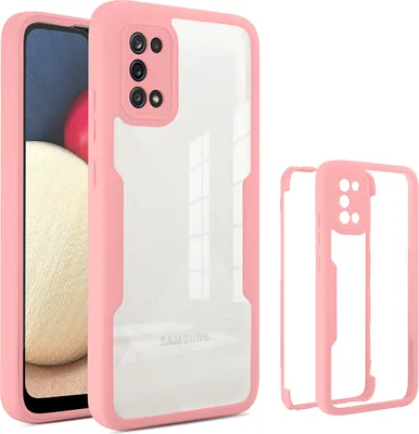Produktbild von Samsung Galaxy A02S Schutzhülle, Eingebautem Displayschutz 360 Grad Komplettschutz Handyhülle für Samsung A02S Pink