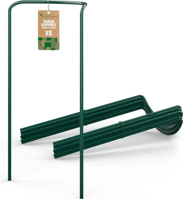 Produktbild von GardenGloss® Strauchstützen aus beschichtetem Stahl (5 Stück) - Staudenhalter halbrund 70cm x 40cm - Blumenstütze für Hortensien und Rosen - Pflanzens