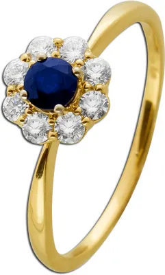 Produktbild von Saphirring Gelbgold 585 14k blauer Edelstein Diamanten  20
