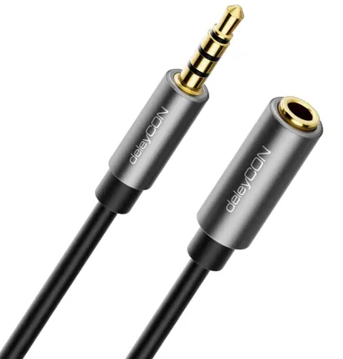 Produktbild von deleyCON 5m Headset Kopfhörer Verlängerung 3,5mm CTIA TRRS Mikrofon AUX