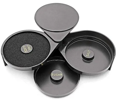 Produktbild von 3-stufiger Glasrimmer für Cocktails – Bar Zubehör für Margarita, Salz- & Gewürzbehälter – Faltbarer Glasrand-Befeuchter für Barkeeper, 1er Set