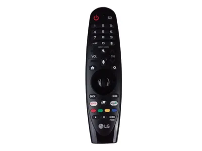 A black LG remote control is shown against a white background.