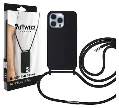 Produktbild von ARTWIZZ HangOn Case Silicone für iPhone 13 Pro - Schutzhülle aus Silikon zum Umhängen als Handykette, Black (Schwarz)